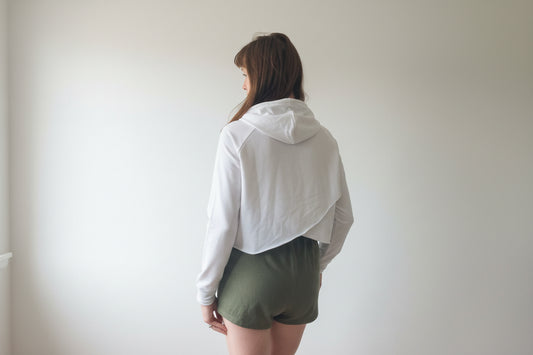 White Cross Back Hoodie | Golden Goddess Printed Hoodie – Woven Wild