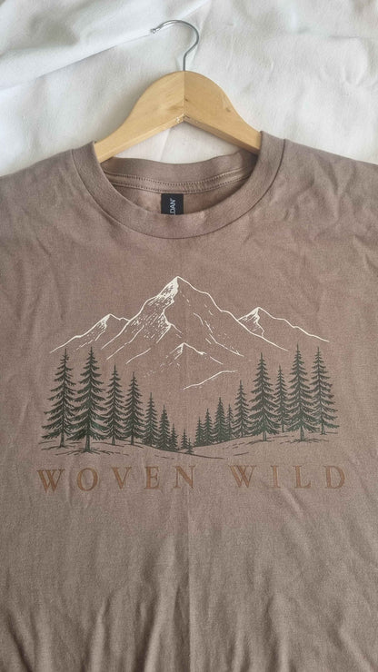 Woven Wild Mountain and Forest Printed 100% Organic T-Shirt