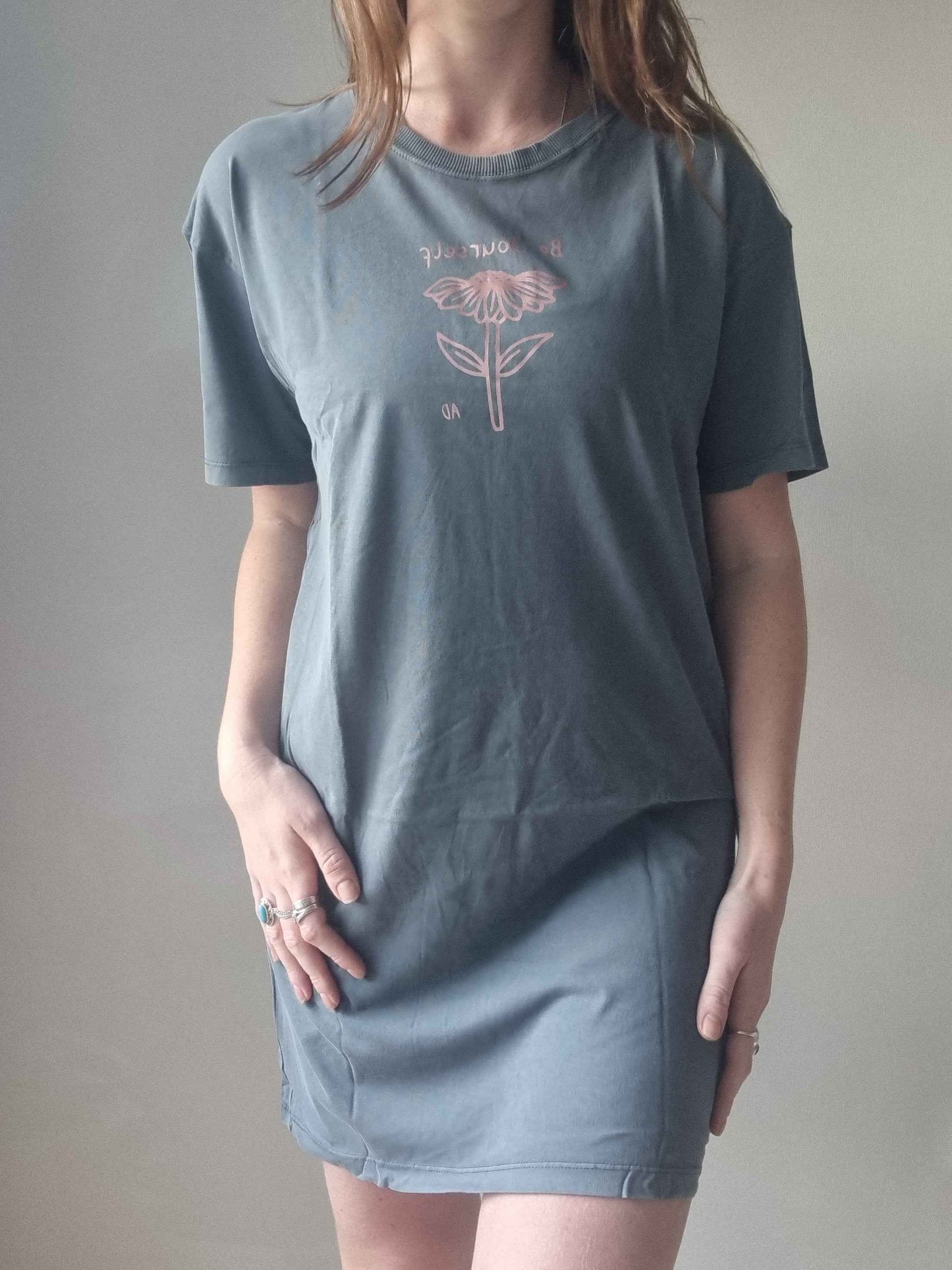 Light Blue Be Yourself T-Shirt Dress