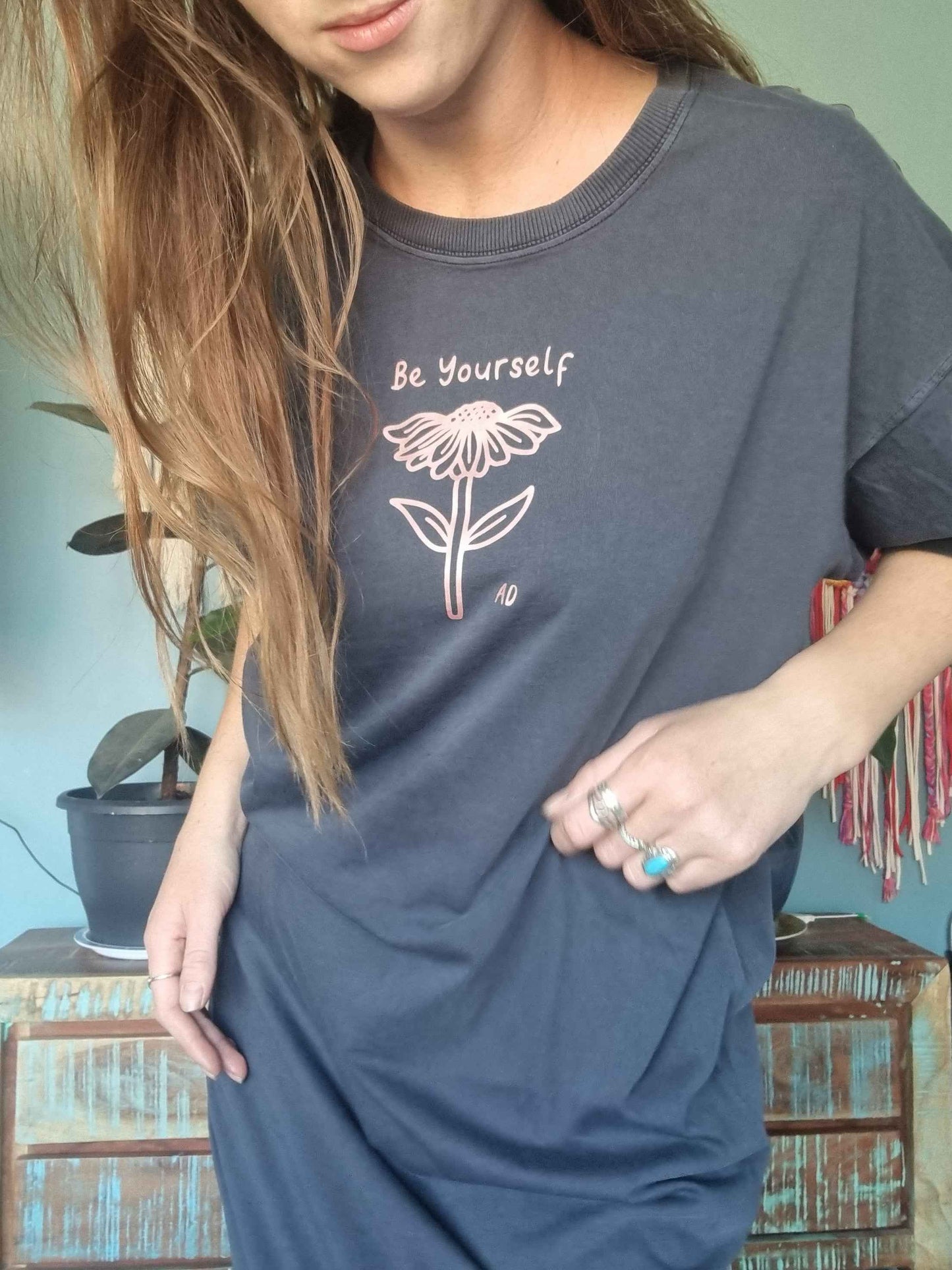 Washed Navy Be Yourself T-Shirt Dress