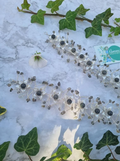 Labradorite Crystal Bridal Hair Piece
