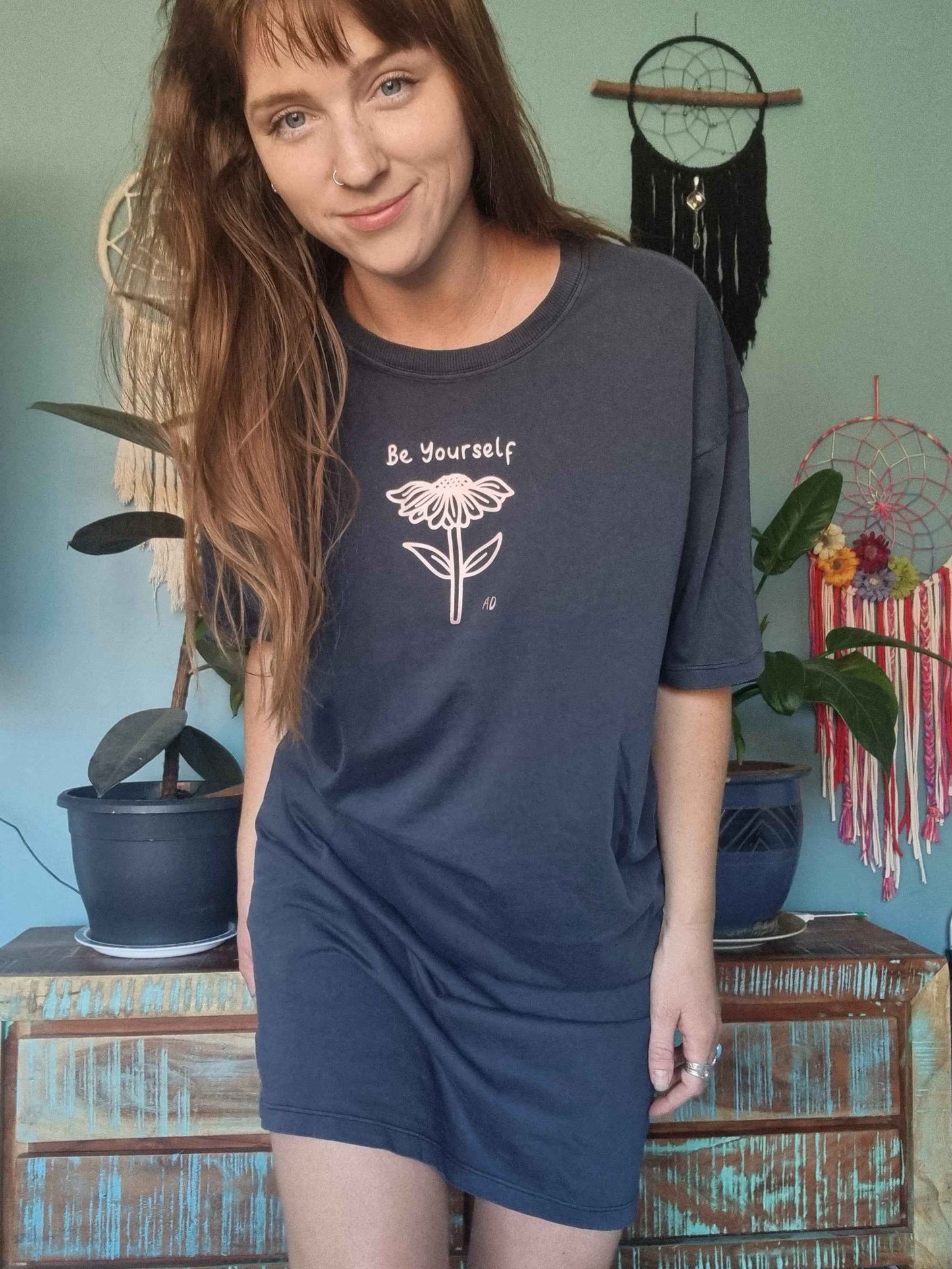 Washed Navy Be Yourself T-Shirt Dress