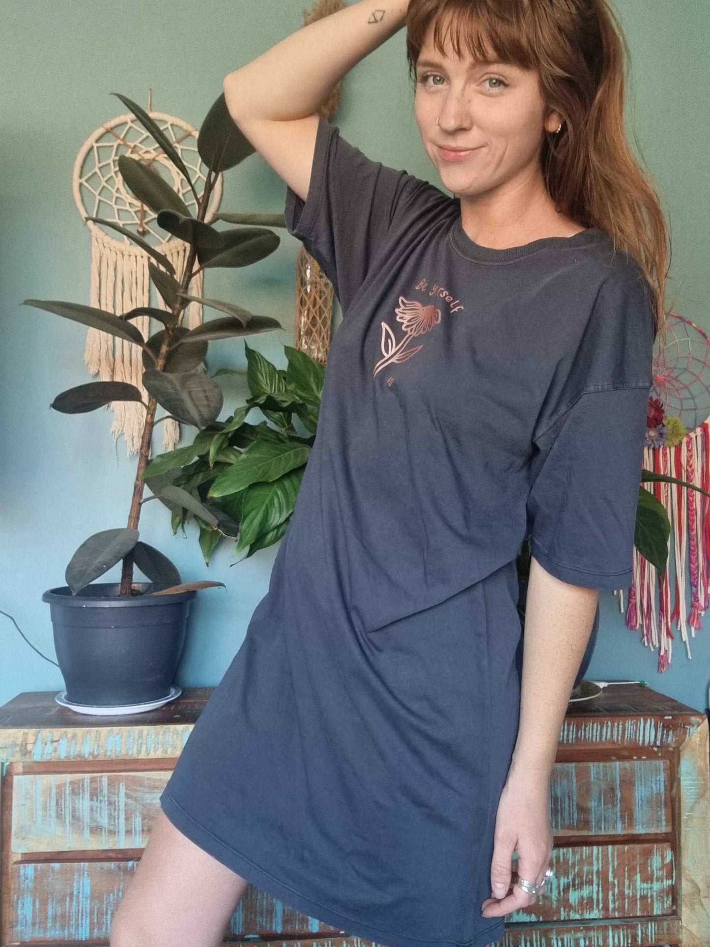Washed Navy Be Yourself T-Shirt Dress