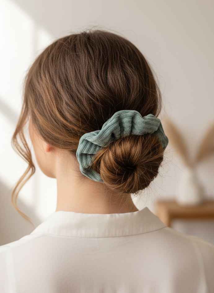 Handmade Chunky Scruchie - Blue Sage