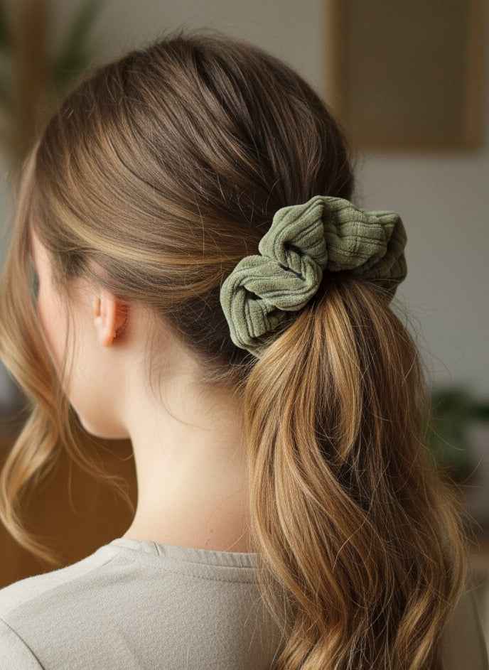 Handmade Chunky Scruchie - Light Moss Green