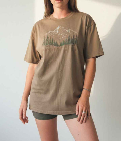 Woven Wild Mountain and Forest Printed 100% Organic T-Shirt
