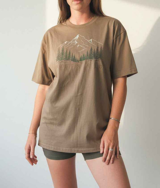 Woven Wild Mountain and Forest Printed 100% Organic T-Shirt
