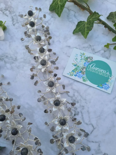 Labradorite Crystal Bridal Hair Piece