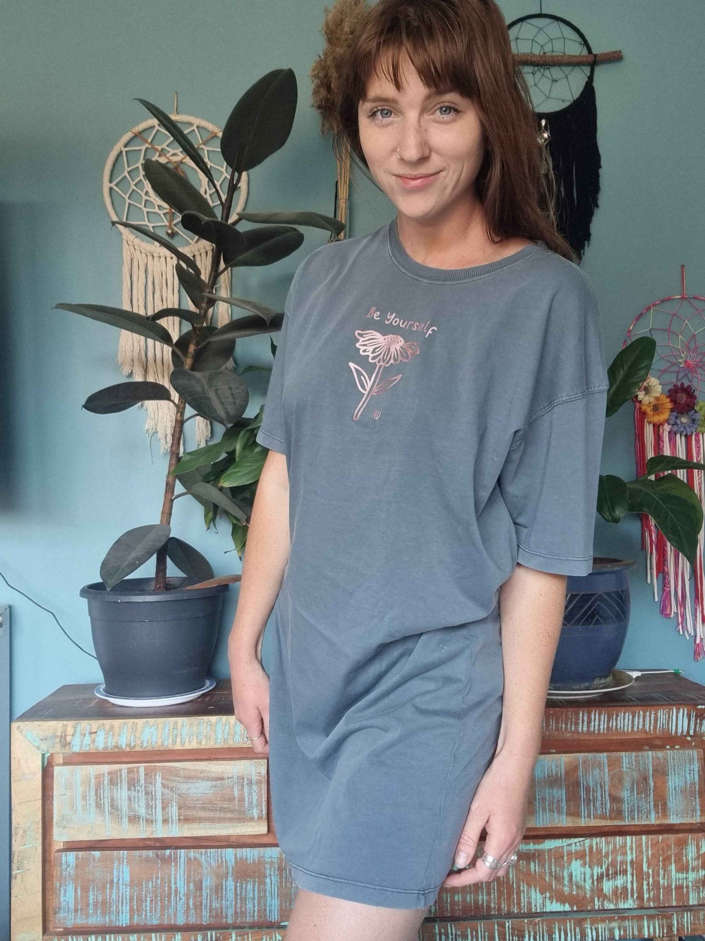 Light Blue Be Yourself T-Shirt Dress