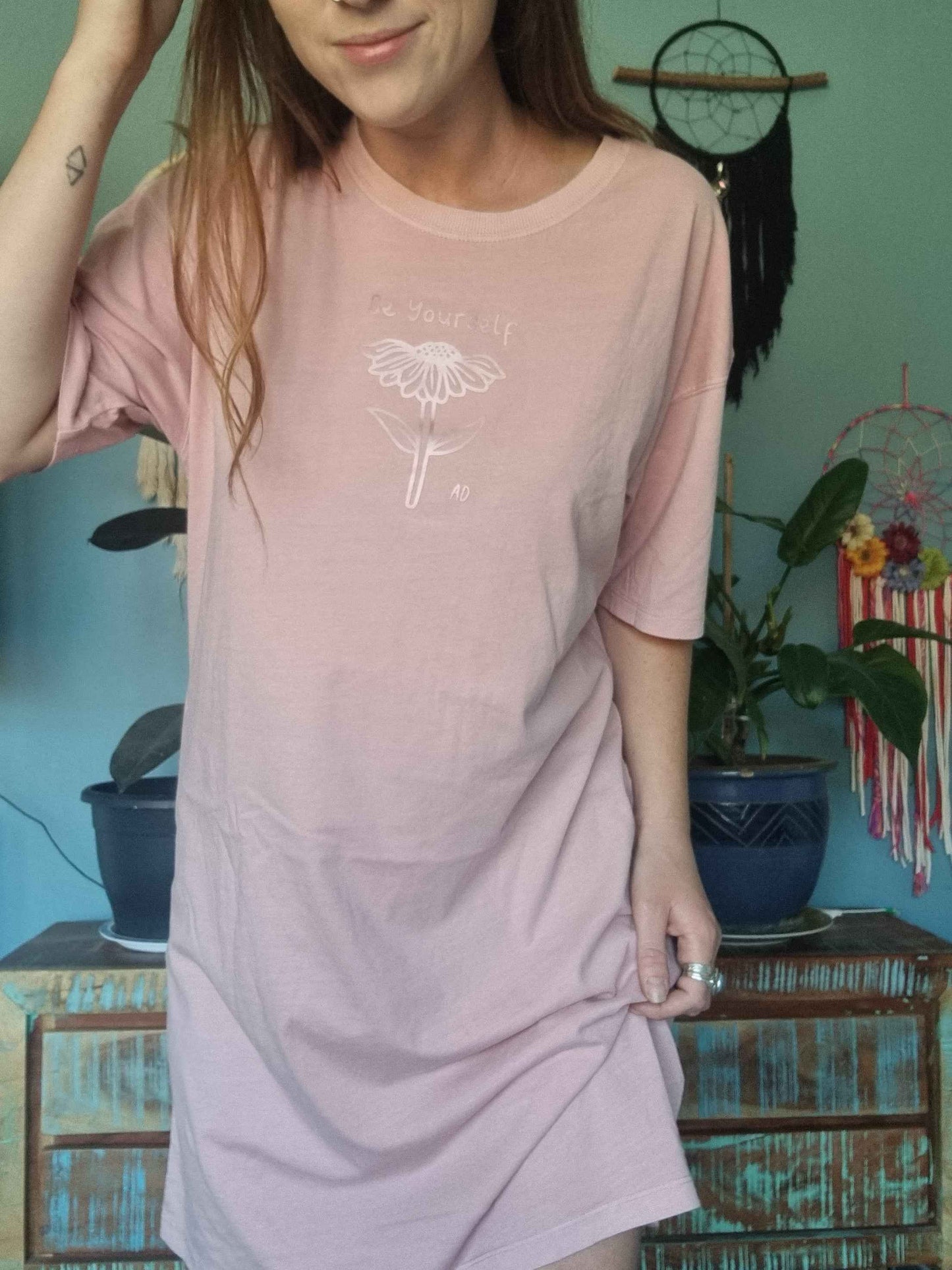 Washed Pink Be Yourself T-Shirt Dress