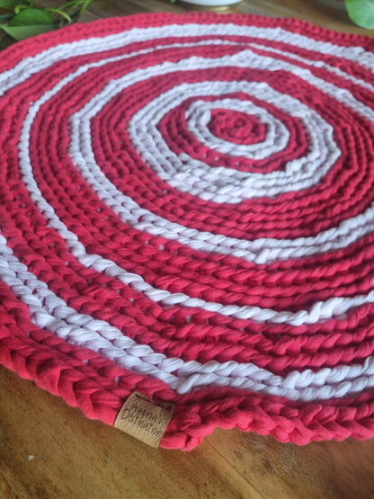 Red crochet rug