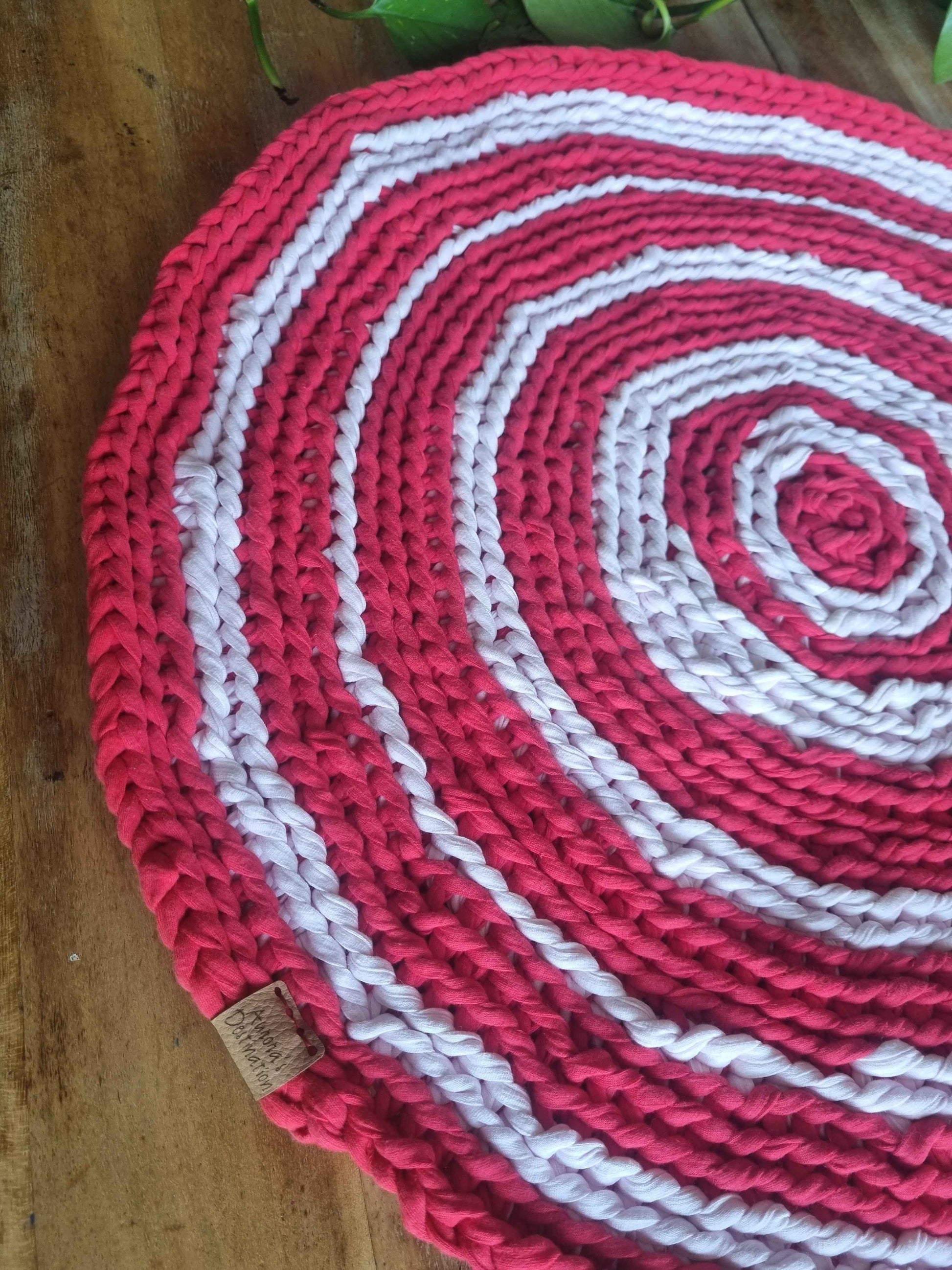 Red crochet rug