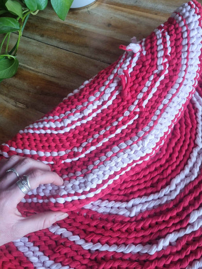 Red crochet rug