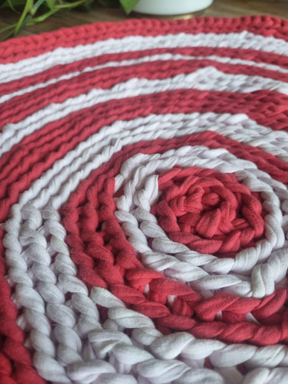 Red crochet rug